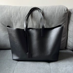 Saint Laurent Black East West Calf Leather Shopper Tote Large